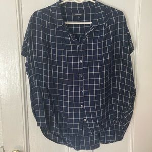 Madewell Central button down shirt Navy Blue Windowpane L
